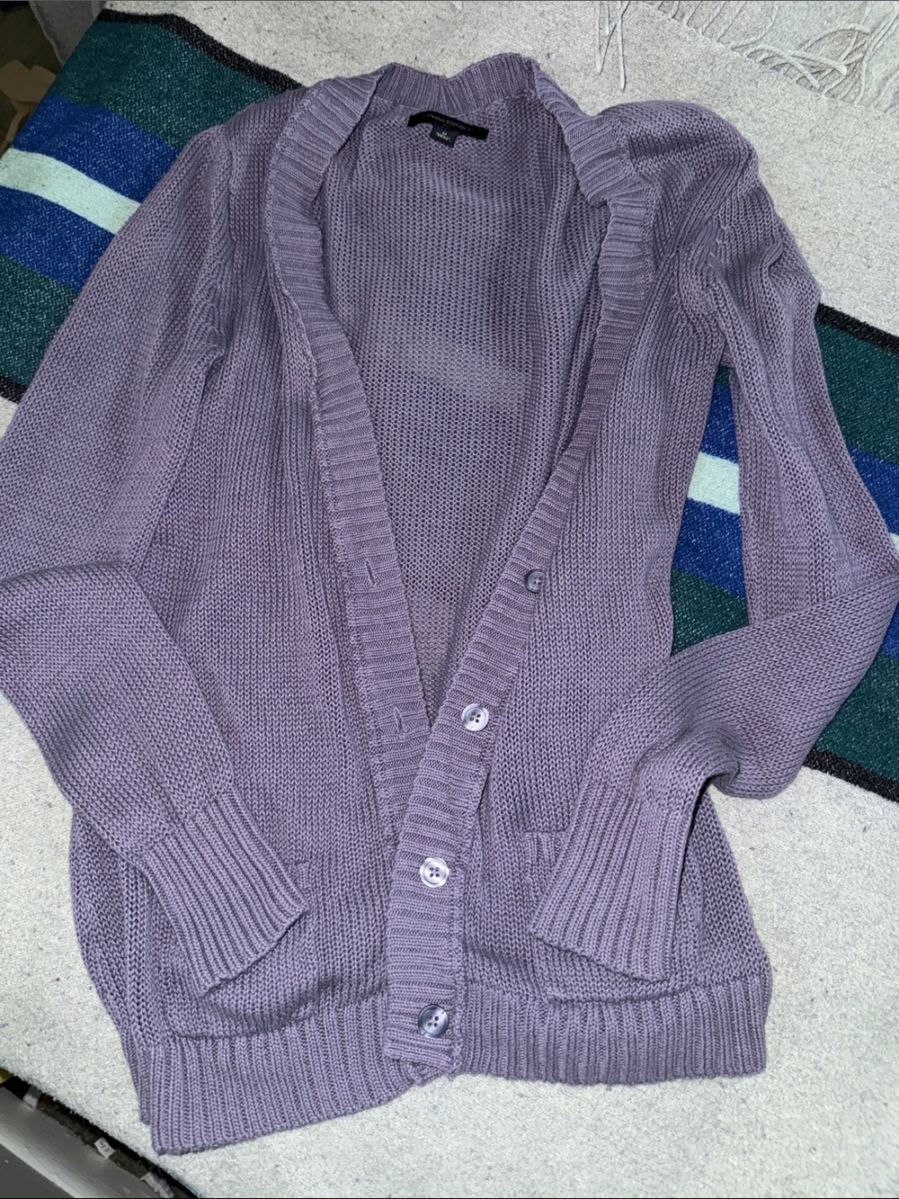 Lavender Knit Button-Front Women's Cardigan Sweater